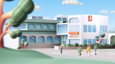 Still image of Stanford University. Intro for TreeHacks by Collby Graphics